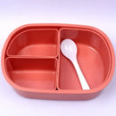 Coral and white lunch box set – kitchen three compartment bento