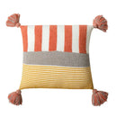 Coral and white striped cushion cover 45x45cm living room tassels