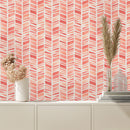 Coral Herringbone Pattern Wallpaper