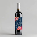 Coral Navy Bridesmaid Wine Label