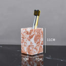 DecorBites™ Coral Pink Marble Bathroom Accessories Set: Dispenser, Dish, Holder, Tissue Box, Tray