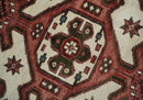 Coral Rust and Ivory Hand Knotted Traditional Heriz Serapi  Wool area Rug