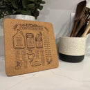 Laser Engraved Cork Trivets – Kitchen Conversion & Cooking Temperature Charts