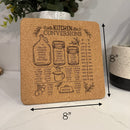 Laser Engraved Cork Trivets – Kitchen Conversion & Cooking Temperature Charts