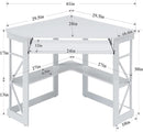 Corner Computer Desk with Keyboard Tray and Storage Shelves