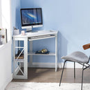Corner Computer Desk with Keyboard Tray and Storage Shelves