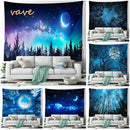 Cosmic night sky forest tree landscape tapestry bedroom wall decor