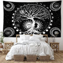 Cosmic teal and black green life tree tapestry bedroom wall hanging