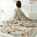Cotton gauze boho throw gray pineapple bird bedroom blanket