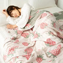 Cotton gauze boho throw gray pineapple bird bedroom blanket