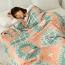 Cotton gauze boho throw gray pineapple bird bedroom blanket