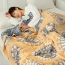 Cotton gauze boho throw gray pineapple bird bedroom blanket