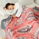 Cotton gauze boho throw gray pineapple bird bedroom blanket