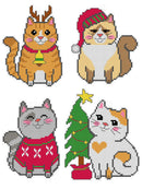 Counted cross stitch kit with plastic canvas "Christmas cats" set of 4 designs 7689