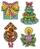 Counted cross stitch kit with plastic canvas "Christmas time" set of 4 designs 7654