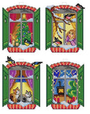 Counted cross stitch kit with plastic canvas "Winter windows" set of 4 designs 7674