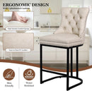 24 Inch Counter Height Bar Stools Beige With Back Faux Leather