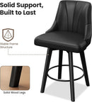 Counter Height Swivel Bar Stool 24 Inch Set Of 3 Black PU Leather