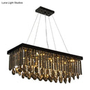 Country black and gold crystal island pendant light dining room