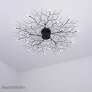 Country branch iron ceiling light living room tree branch fixture