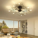 Country branch iron ceiling light living room tree branch fixture