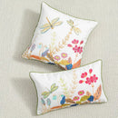Country floral embroidered cushion cover living room dragonfly pillow
