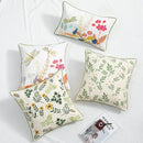 Country floral embroidered cushion cover living room dragonfly pillow
