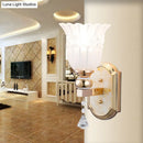 Country gold frosted glass floral wall sconce lamp bedroom lighting