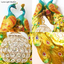 Country gold peacock wall sconce – bedroom crystal light