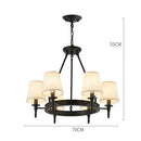 Country retro chandelier bronze pendant light dining room fabric shades