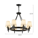 Country retro chandelier bronze pendant light dining room fabric shades