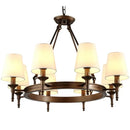Country retro chandelier bronze pendant light dining room fabric shades