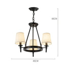 Country retro chandelier bronze pendant light dining room fabric shades