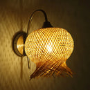 Countryside beige rattan wall light sconce bedroom 110v-120v 220v-240v