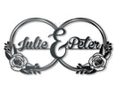 Metal Custom Couples Rose Rings Wall Art - Custom Metal Sign - 14 Color Options
