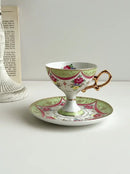 Court style floral porcelain cup set with gold handle dining room