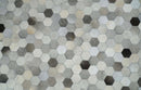 Leather Patchwork Silver and Ivory Leather Modern Geometric Custom Made Rug
