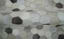 Leather Patchwork Silver and Ivory Leather Modern Geometric Custom Made Rug