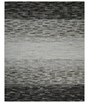 Custom Made Leather Striped Gray and Silver Leather Rug