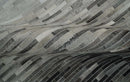 Custom Made Leather Striped Gray and Silver Leather Rug