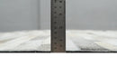 Modern Geometrical Leather Striped Silver and Ivory Leather Custom Made Area Rug