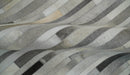 Modern Geometrical Leather Striped Silver and Ivory Leather Custom Made Area Rug