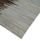 Modern Stripes Leather Striped Tan Brown and Ivory Leather Multi Size Area Rug