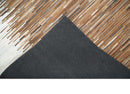 Modern Stripes Leather Striped Tan Brown and Ivory Leather Multi Size Area Rug