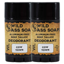 Aluminum-Free Cow Town Beef Tallow Deodorant | Pack of 2 | 2.75 oz | Wild Ass Soap