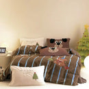 Cozy autumn winter cream & red bear fleece duvet set bedroom decor