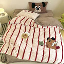 Cozy autumn winter cream & red bear fleece duvet set bedroom decor