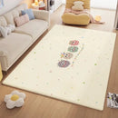 Cozy carpet white & blue daisy embroidered bedroom rug