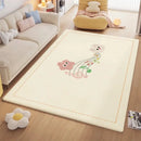 Cozy carpet white & blue daisy embroidered bedroom rug