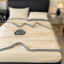 Cozy carved velvet cream & gray quilted blanket bedroom throw